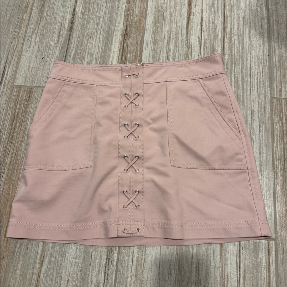 Express Blush Pink Laced Mini-Skirt